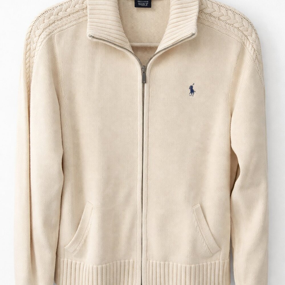 🤍 Ralph Lauren Sport Cream Cable-Knit Zip-Up Sweater 🤍 - Picture 2 of 10